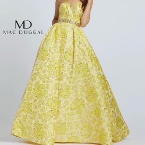 Mac Duggal Pineapple Yellow Full Length Ball Gown - Sz 4